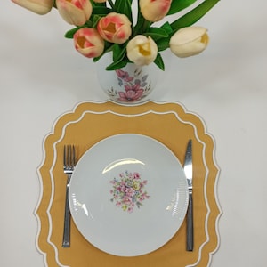 Yellow Placemats  Set for 6 |  Embroidered  Modern Placemats