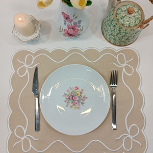 Placemats Set for 6 |  Embroidered Modern Placemats