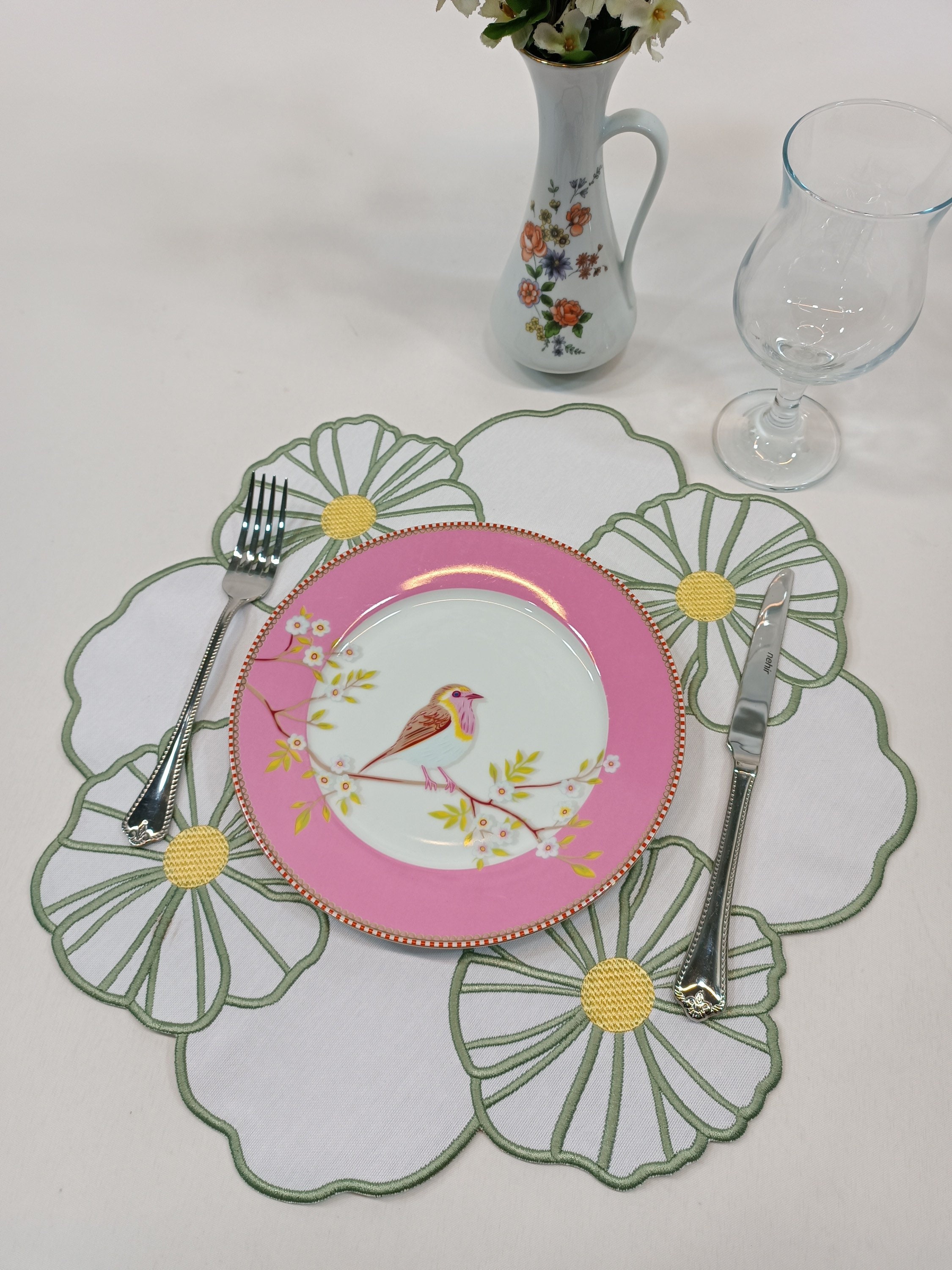 White Round Placemats Placemats Set of 6 Woven Round Etsy