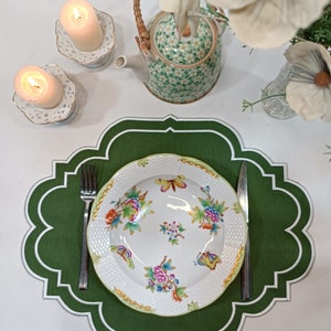 Green Special Design Embroidered   Fabric Place Mats | Placemats Set of 6