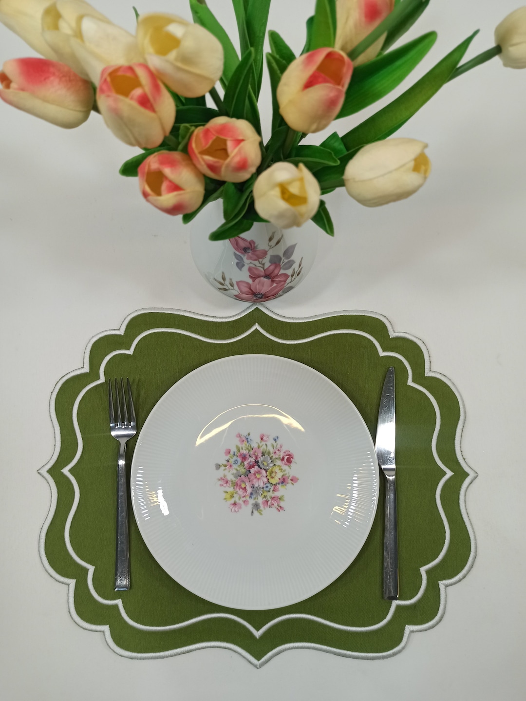 Placemats Set for 6 Embroidered Modern Placemats Etsy