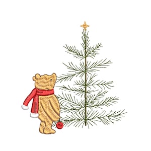 Christmas Winnie the Pooh Machine Embroidery Design Pattern Instant Download Zip - 5 SIZES