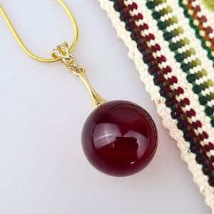 Cherry Amber Pendant, Round Red Baltic Amber, Handmade Beautiful Jewerly, Elegant Amber, Gift for Her and Him, Raw Amber Pendant, 2025 Trend