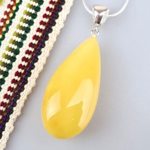 White Amber Pendant, Silver and Amber Pendant, Teardrop Amber, Silver Amber Beautiful Gemstone Jewerly, Gift for Her, Natural Baltic Amber
