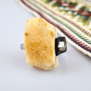 Raw White Amber Ring, Big Gemstone Ring, Large Amber Jewerly Ring, Handmade Ring, Baltic Amber, Gift for Her, Gift for Him, Beautiful Amber