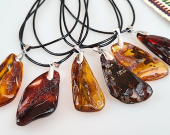 Raw Baltic Amber Pendant: Natural Green Amulet