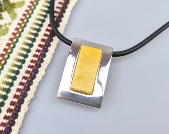 White Baltic Amber Pendant: Sterling Silver, Natural Gemstone Jewelry Gift