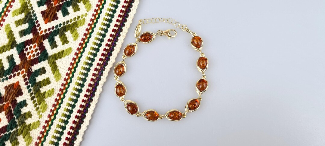 Raw Cognac Baltic Amber and Pearl Bracelet