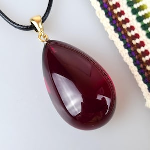 Cherry Amber Pendant, Red Baltic Amber, Handmade Beautiful Jewerly, Lithuanian Elegant Amber, Gift for Her and Him, Silver and Gold Plated