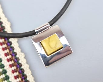 White Baltic Amber Pendant: Sterling Silver, Natural Gemstone Jewelry Gift