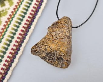 Raw Green Baltic Amber Pendant: Gemstone Amulet With Natural Hole