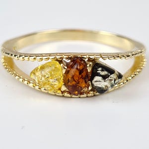 Amber Ring, Beautiful Amber Ring, Silver Gold Ring, Natural Baltic Amber, Amber and Silver, Genuine Gemstone, Baltic Jewerly, Gift for Her