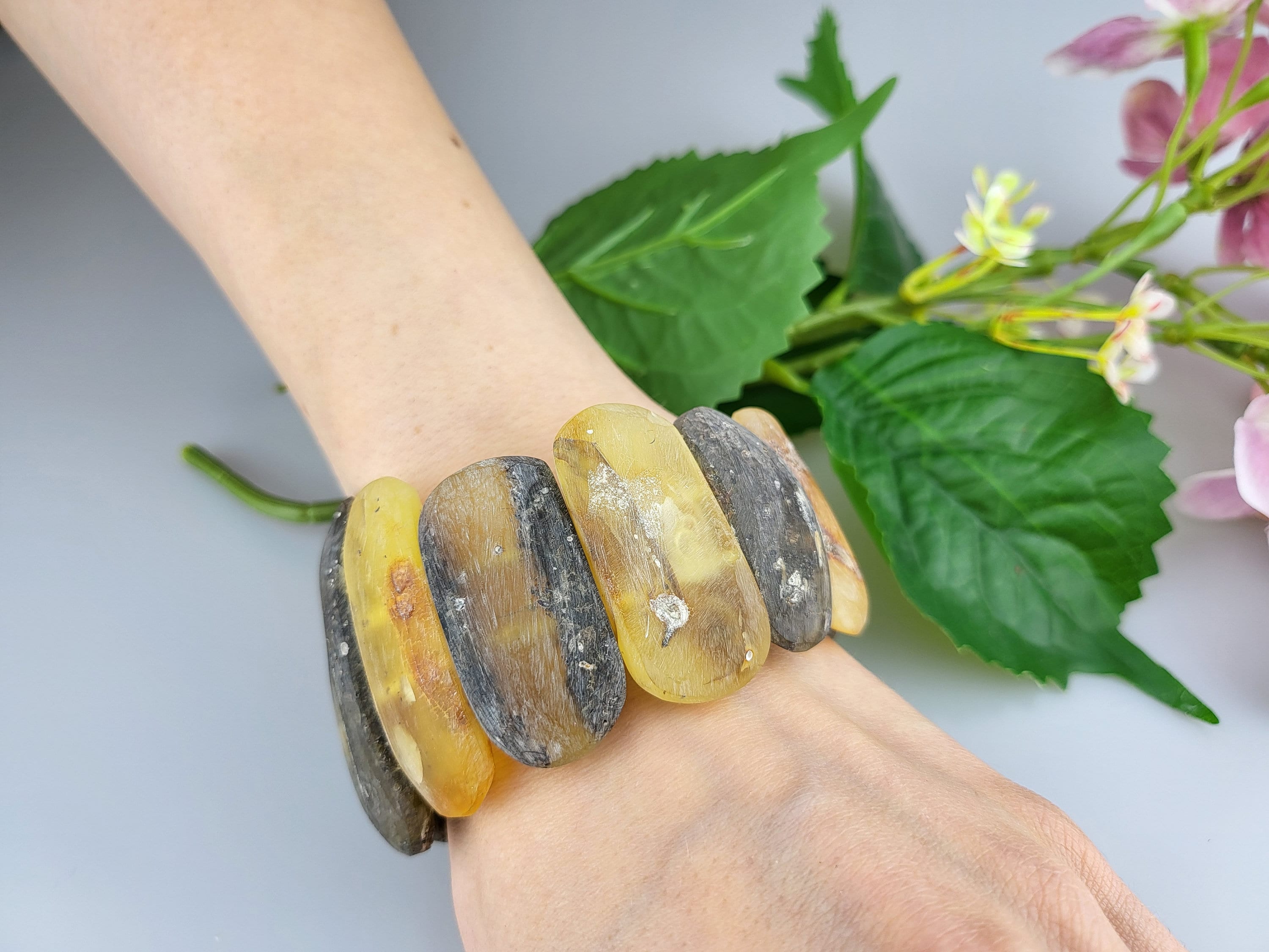 Bracelet En Ambre Brut De La Baltique - Ambre Naturel Lituanie, 18 Cm, 15.55 Grammes