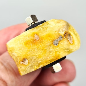 Raw Amber Ring, Big Gemstone Ring, Large Amber Jewerly Ring, Handmade White Ring, Baltic Amber, Gift for Her and Him, Beautiful Rare Amber