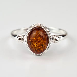 Amber Ring, Beautiful Brown Amber Ring, Silver Ring, Natural Baltic Amber, Amber and Silver, Genuine Gemstone, Baltic Jewerly, Gift for Her