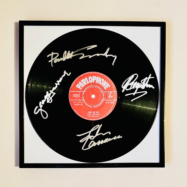 The Beatles Love Me Do Autographed Vinyl Record Framed