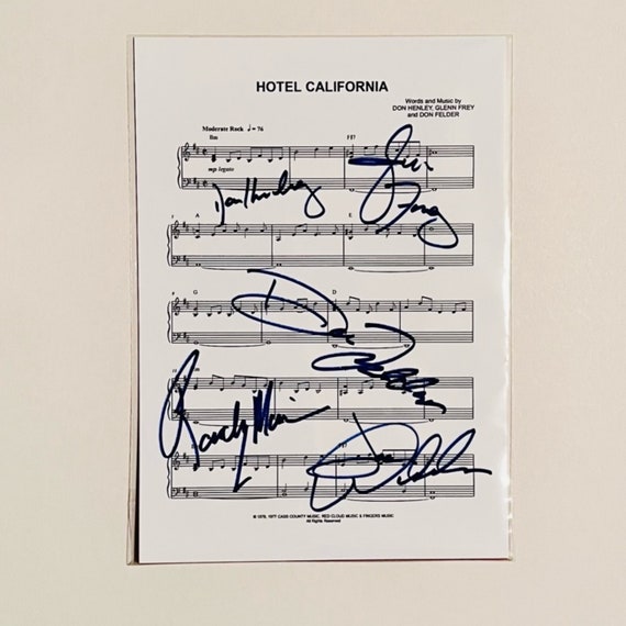 The Eagles Signed and Framed 'Get Over It' Lyrics Sheet