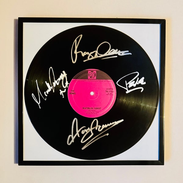 The Kinks Waterloo Sunset Autographed Vinyl Record Framed