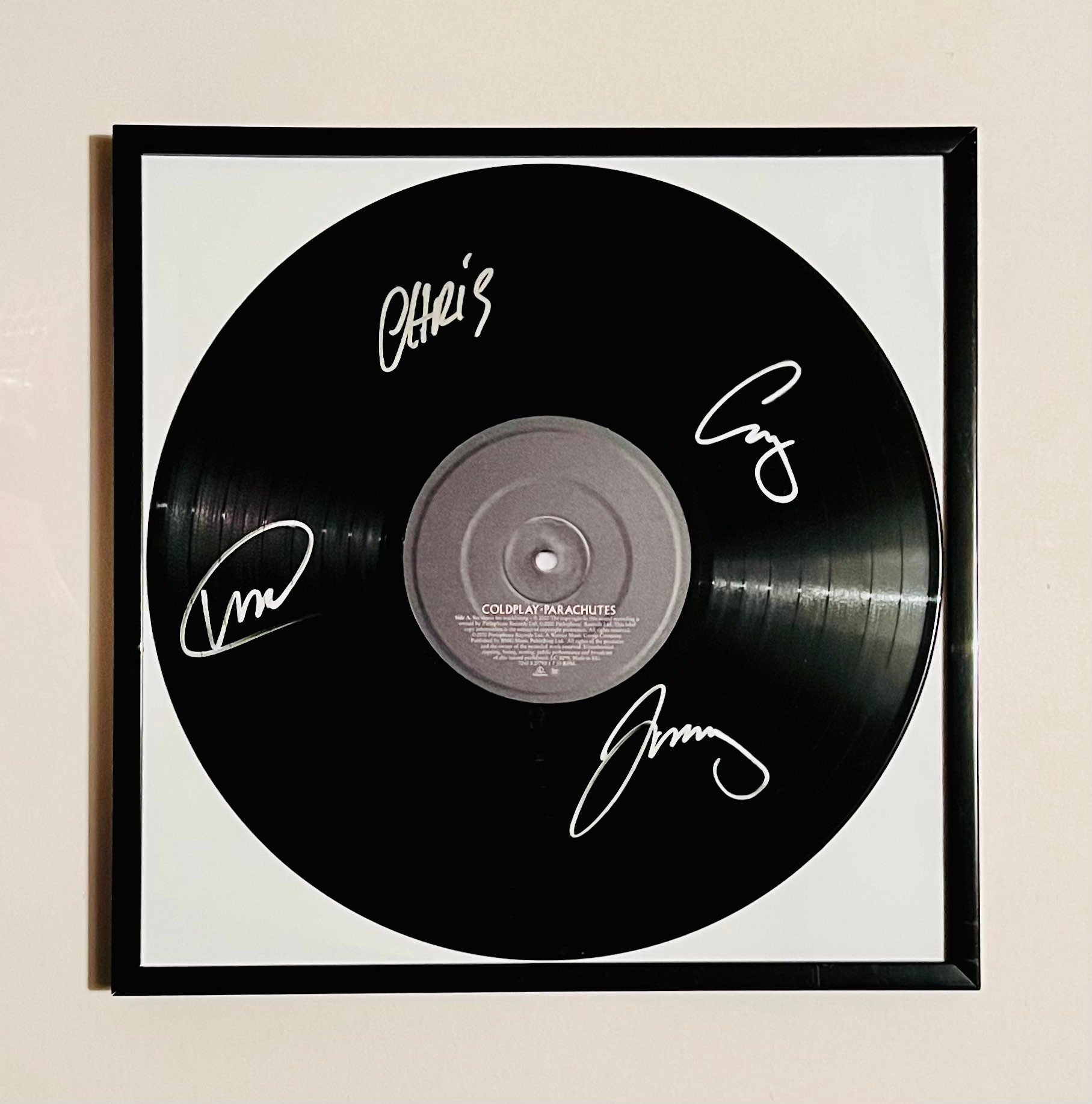 Coldplay Parachutes Autographed Vinyl Record Framed