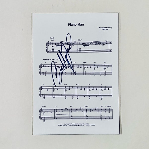 Billy Joel Piano Man Autographed A4 Sheet Music