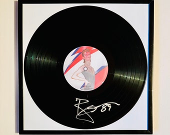 David Bowie Aladdin Sane Autografió un disco de vinilo enmarcado