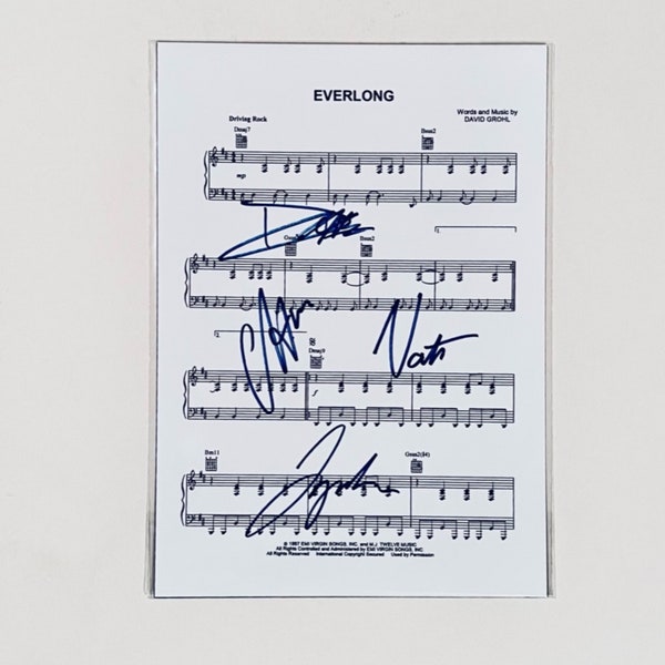 Foo Fighters Everlong Autographed A4 Sheet Music