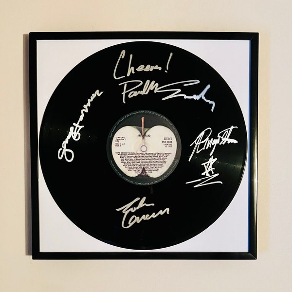 The Beatles Abbey Road Autographed Vinyl Record Framed