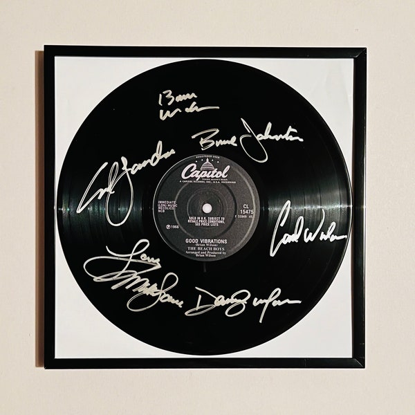 The Beach Boys Good Vibrations Autographed Vinyl Record Framed