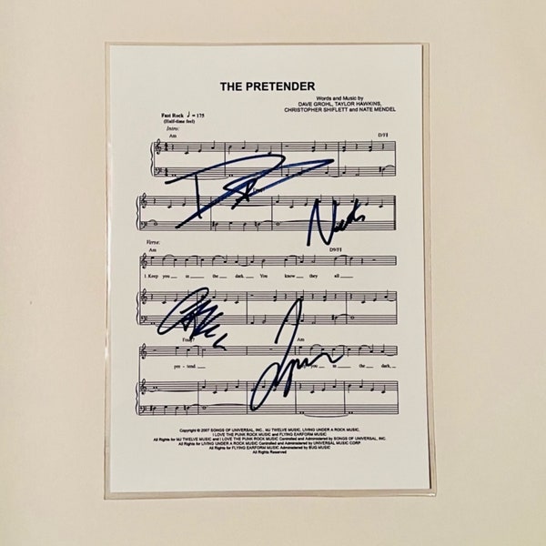 Foo Fighters The Pretender Autographed A4 Sheet Music