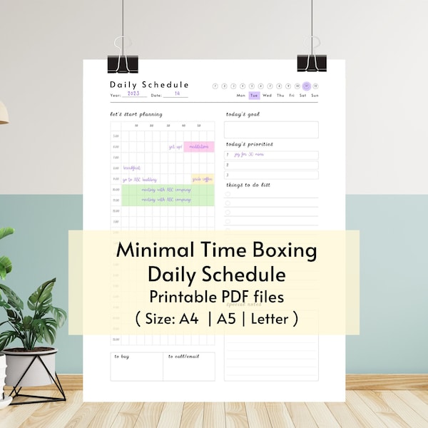 Minimal Daily Planner - Time Boxing, Goals, and More!