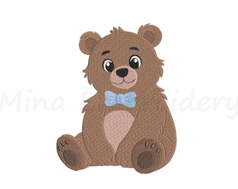 Baby Boy Bear Embroidery Design, Sitting Teddy Bear Embroidery, Machine Embroidery Design, 5 Sizes, Instant Download
