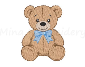 Baby Boy Bear Embroidery Design, Teddy Bear Design, Animal Embroidery, Machine Embroidery Design, 5 Sizes, Instant Download