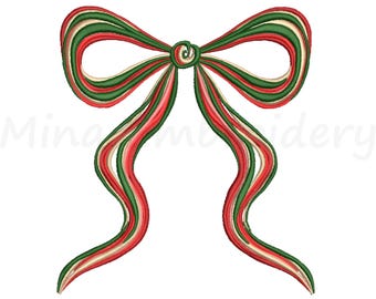 Weihnachten Schleife Stickerei Design, Maschinenstickerei, 4 Größen, Instant Download