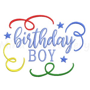 Birthday Boy Embroidery Design: Machine Embroidery Pattern (5 Sizes, PDF Charts, Instant Download
