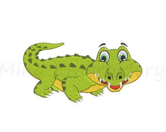 Cute Crocodile Embroidery Design, Animal Embroidery Design, Machine Embroidery Design, 4 Sizes, Instant Download