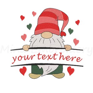 Split Love Gnome Embroidery Design: 4 Sizes (Instant Download)
