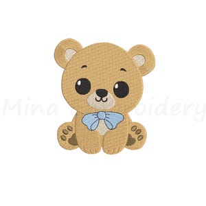Baby Boy Bear Embroidery Design, Teddy Bear Embroidery Design, Animal Embroidery, Machine Embroidery Design, 4 Sizes, Instant Download
