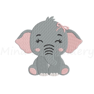 Baby Girl Elephant Embroidery Design, Animal Embroidery Design, Machine Embroidery Design, 4 Sizes, Instant Download