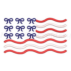 Coquette USA Flag Embroidery Design, 4th Of July Embroidery Design, Machine Embroidery Design, 6 Sizes, Instant Download