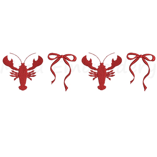 Coquette Lobster Embroidery Design, Machine Embroidery Design, 6 Sizes, Instant Download