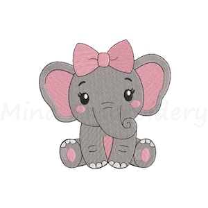 Baby Girl Elephant Embroidery Design, Animal Embroidery Design, Machine Embroidery Design, 4 Sizes, Instant Download