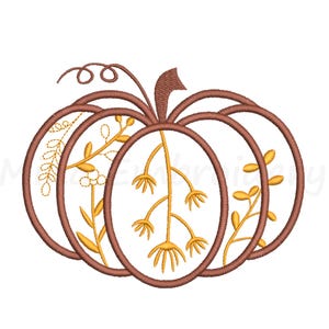 Flower Pumpkin Embroidery Design, Autumn Embroidery Design, Machine Embroidery Design, 4 Sizes, Instant Download