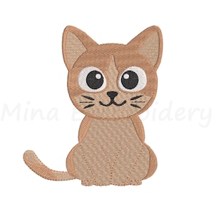 Cute Cat Embroidery Design, Animal Embroidery Design, Machine Embroidery Design, 5 Sizes, Instant Download