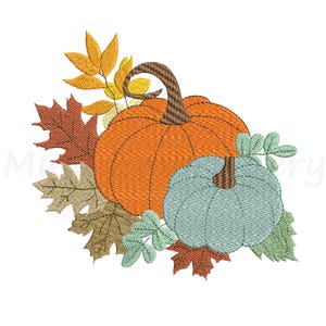 Pumpkin Flower Embroidery Design, Fall Leaves Embroidery Design, Machine Embroidery Design, 3 Sizes, Instant Download