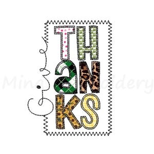 Give Thanks Applique Embroidery Design, Machine Embroidery Design, 5 Sizes, Instant Download