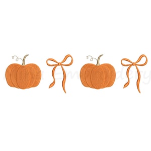 Coquette Pumpkin Machine Embroidery Design: Autumn Decor (6 Sizes, Instant Download, PDF Charts Included)