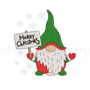 Merry Christmas Gnome Embroidery Design, Gnome Design, Machine Embroidery Design, 3 Sizes, Instant Download
