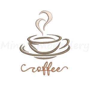 Coffee Embroidery Design, Machine Embroidery Design, 5  Sizes, Instant  Download