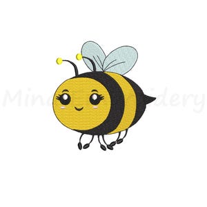 MINI Cute Baby Girl Bee Embroidery Design, Animal Embroidery Design, Machine Embroidery Design, 5 Sizes, Instant Download