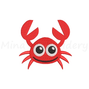 Cute Baby Crab Embroidery Design, Animal Embroidery Design, Machine Embroidery Design, 5 Sizes, Instant Download